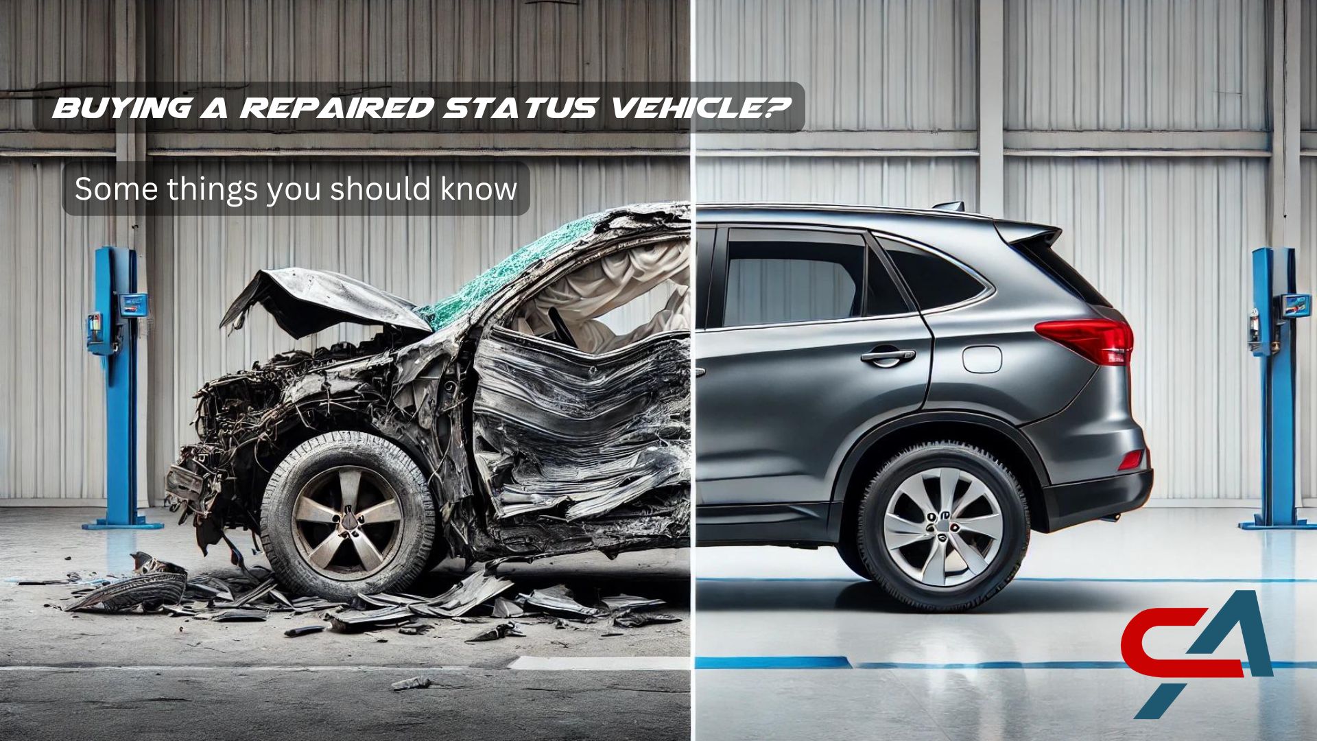 Write off vehicle, repaired status vehicle, salvage vehicle, total loss vehicle